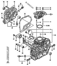  Двигатель Yanmar L70ADVMK, узел -  Блок цилиндров 