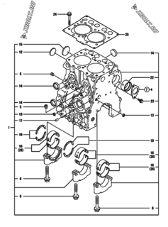  Двигатель Yanmar 2TNE68-EIK, узел -  Блок цилиндров 