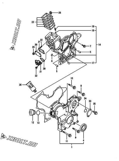  Корпус редуктора двигателя Yanmar 2TNE68-EIK