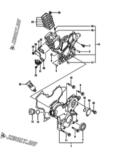  Двигатель Yanmar 2TNE68-EIK, узел -  Корпус редуктора 