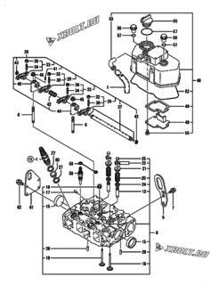  Двигатель Yanmar 2TNE68-EIK, узел -  Головка блока цилиндров (ГБЦ) 
