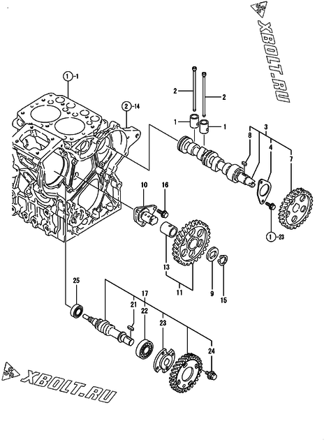  Распредвал и приводная шестерня двигателя Yanmar 2TNE68-EIK