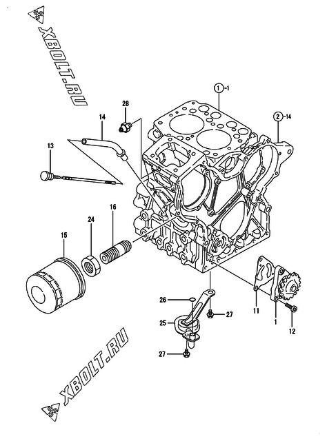  Система смазки двигателя Yanmar 2TNE68-EIK
