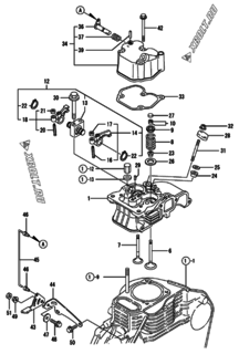  Двигатель Yanmar L48EE-DPNA, узел -  Головка блока цилиндров (ГБЦ) 