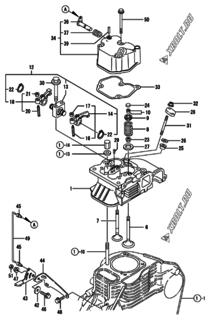  Двигатель Yanmar L70EE-DPTNA, узел -  Головка блока цилиндров (ГБЦ) 