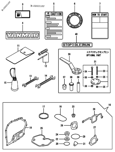  Инструменты, шильды и комплект прокладок двигателя Yanmar L70EE-DPTNA