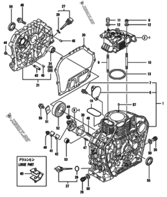  Двигатель Yanmar L100EEDEPTNA, узел -  Блок цилиндров 