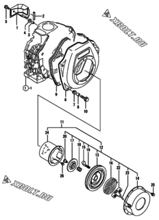  Двигатель Yanmar L100EEDEPTNA, узел -  Пусковое устройство 