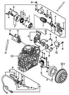  Двигатель Yanmar L100EEDEPTNA, узел -  Стартер и генератор 