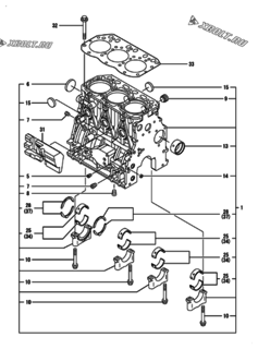  Двигатель Yanmar 3TNV84-SIK, узел -  Блок цилиндров 