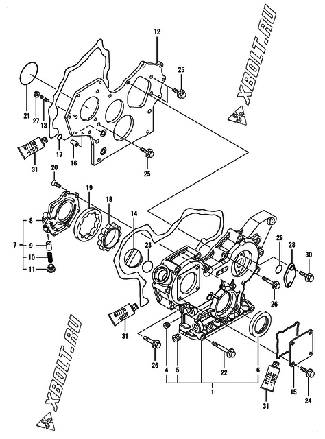 Корпус редуктора двигателя Yanmar 3TNV84-SIK