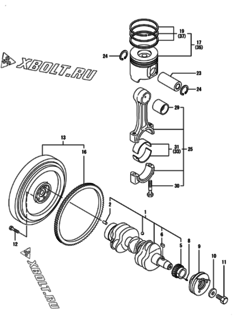  Двигатель Yanmar 3TNV84-SIK, узел -  Коленвал и поршень 