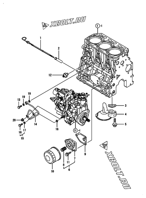  Система смазки двигателя Yanmar 3TNV84-SIK