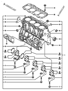  Двигатель Yanmar 4TNV98T-NSV, узел -  Блок цилиндров 