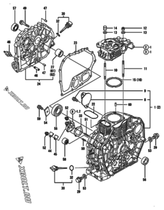  Двигатель Yanmar L70ADEVMK, узел -  Блок цилиндров 