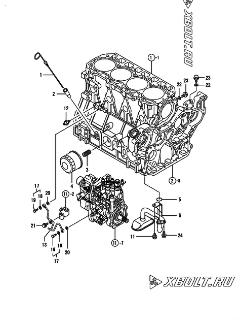  Система смазки двигателя Yanmar 4TNV94L-PIKA