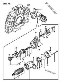  Двигатель Yanmar 4TNV94L-PIKA, узел -  Стартер 
