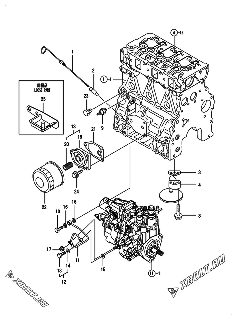  Система смазки двигателя Yanmar 3TNV82A-SYB