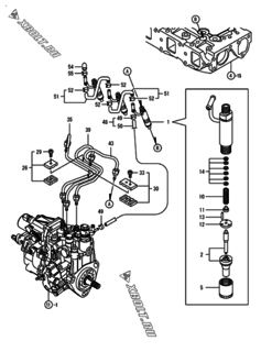  Двигатель Yanmar 3TNV82A-SYB, узел -  Форсунка 