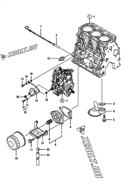  Система смазки двигателя Yanmar 3TNV88-NHBB