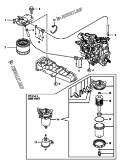  Двигатель Yanmar 3TNV88-NHBB, узел -  Топливопровод 