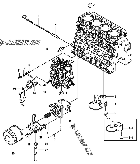  Система смазки двигателя Yanmar 4TNV88-NHBB