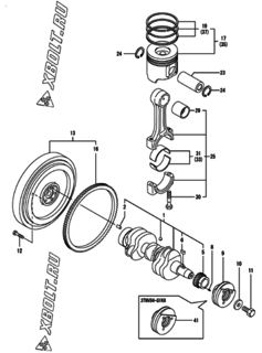  Двигатель Yanmar 3TNV84-QIKA, узел -  Коленвал и поршень 