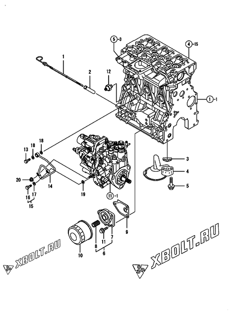  Система смазки двигателя Yanmar 3TNV84-QIK