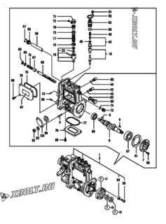  Двигатель Yanmar 3TNV76-QIKA, узел -  Топливный насос высокого давления (ТНВД) 