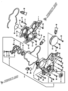  Двигатель Yanmar 2TNV70-PIK, узел -  Корпус редуктора 