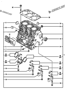 Двигатель Yanmar 3TNV88-SHB, узел -  Блок цилиндров 