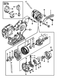  Двигатель Yanmar 3TNV88-SHB, узел -  Генератор 