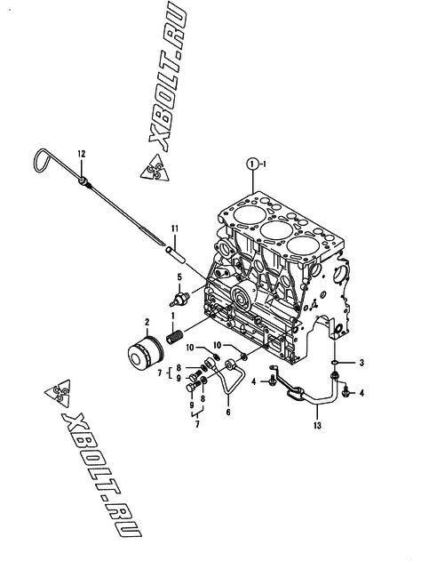  Система смазки двигателя Yanmar 3TNV76-FDW