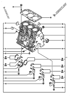  Двигатель Yanmar 3TNV88-BQIKA, узел -  Блок цилиндров 