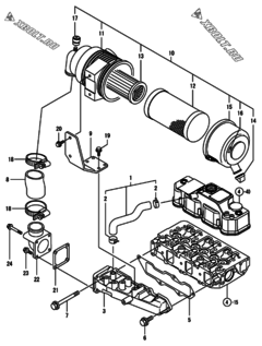  Двигатель Yanmar 3TNV88-BQIKA, узел -  Впускной коллектор и воздушный фильтр 