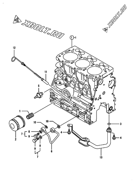  Система смазки двигателя Yanmar 3TNV76-XHB