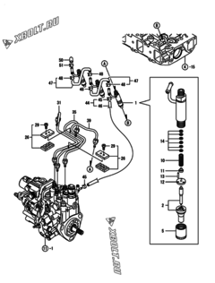  Двигатель Yanmar 3TNV88-NHBC, узел -  Форсунка 