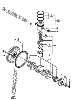  Двигатель Yanmar 4TNV94L-PIKA2, узел -  Коленвал и поршень 