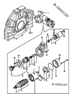  Двигатель Yanmar 4TNV94L-PIKA2, узел -  Стартер 