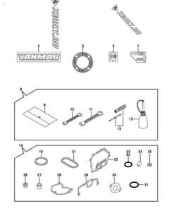  Двигатель Yanmar L100V6BJ1C9GAYG, узел -  Инструменты, шильды и комплект прокладок 