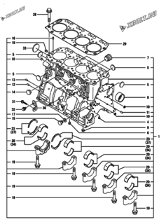  Двигатель Yanmar 4TN100TL-GLD, узел -  Блок цилиндров 