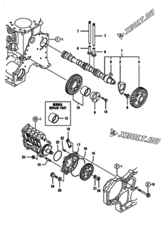  Двигатель Yanmar 4TN100TL-GLD, узел -  Распредвал и приводная шестерня 