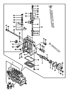  Двигатель Yanmar 4TN100TL-GLD, узел -  Топливный насос высокого давления (ТНВД) 