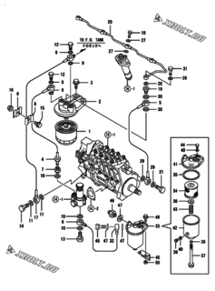  Двигатель Yanmar 4TN100TL-GLD, узел -  Топливопровод 
