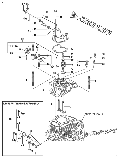  Головка блока цилиндров (ГБЦ) двигателя Yanmar (L70V6-PSU)