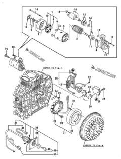  Двигатель Yanmar (L70V6-PSU), узел -  Стартер и генератор 