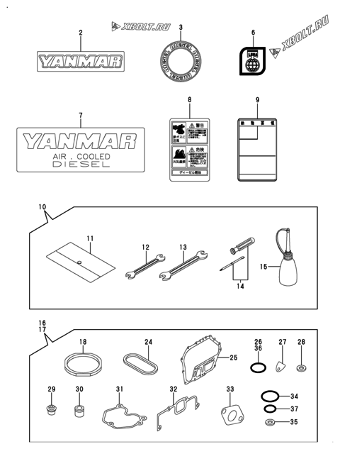  Инструменты, шильды и комплект прокладок двигателя Yanmar (L70V6-PSUL)