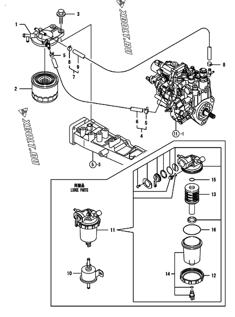  Топливопровод двигателя Yanmar 4TNV88-BQIK
