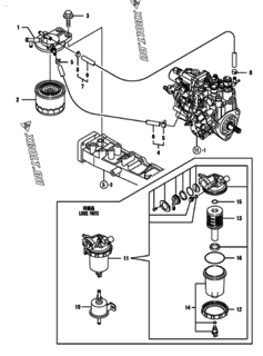  Двигатель Yanmar 4TNV88-BQIK, узел -  Топливопровод 
