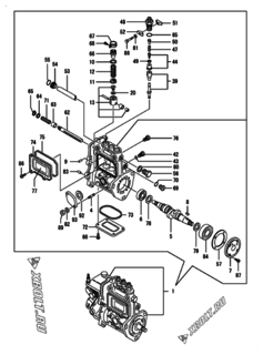  Двигатель Yanmar 3TNE84-GHN1, узел -  Топливный насос высокого давления (ТНВД) 
